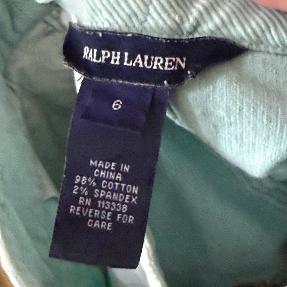 Ralph‎ Lauren Girls Light Blue/green Corduroy Embroidered Dog Mini Skirt Size 6